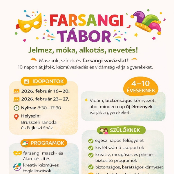 🎉 FARSANGI TÁBOR – JELMEZ, MÓKA, NEVETÉS! 🎉